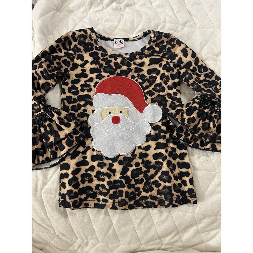 Wild About Santa Size 4T Top Leopard Print